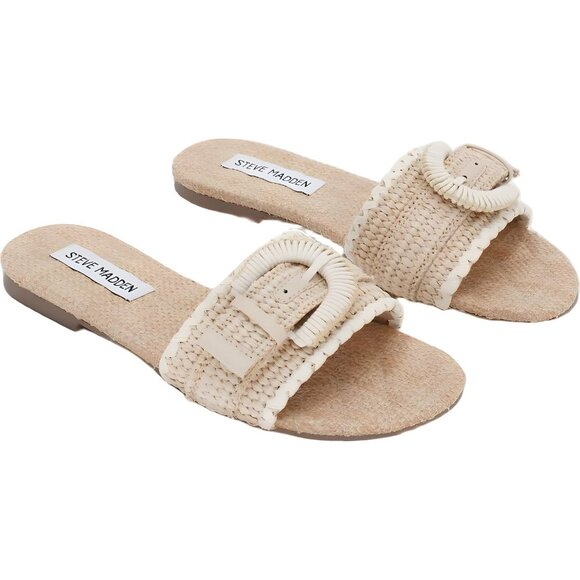 Steve Madden Merla Raffia Buckle Slide Sandals Women's US 6M - Picture 4 of 6